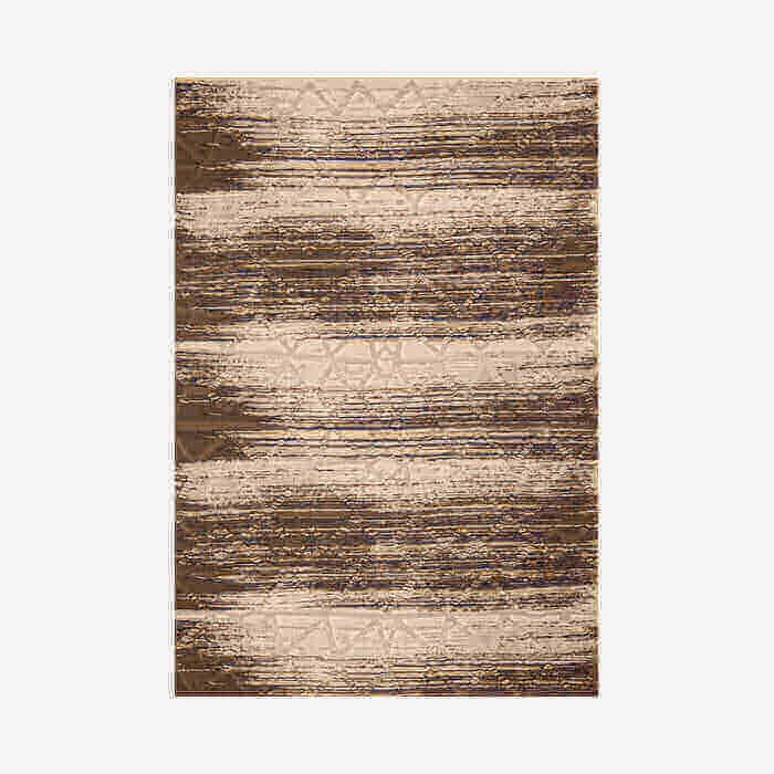 Stylish everyday use rug featuring a modern brown and beige striped pattern, perfect for enhancing any room decor.