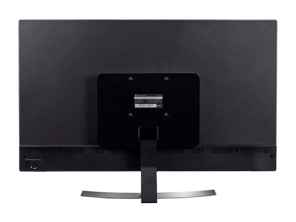 Back view of the 81cm 4K HDR IPS Ultra Slim Desktop Monitor with minimalistic design and tilting stand.