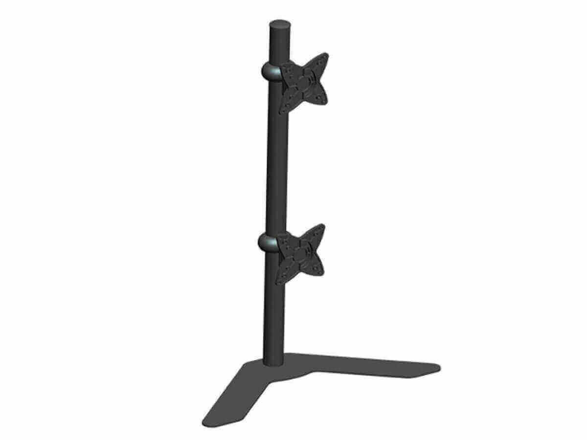 Adjustable tilting dual monitor desk mount bracket in black for LCD/LED screens, ideal for 6th of January sale.