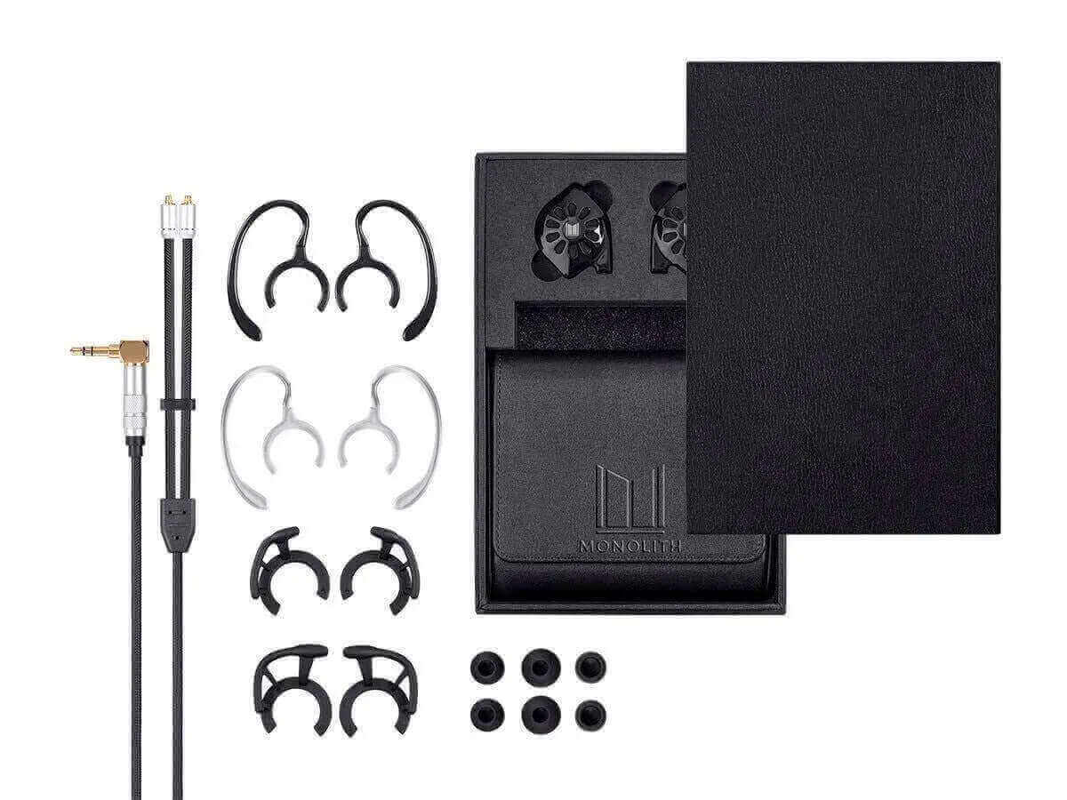 Monolith M300 includes 3 eartips, earhooks, earlocks, cable connector, and carrying case for the 6th of January sale.