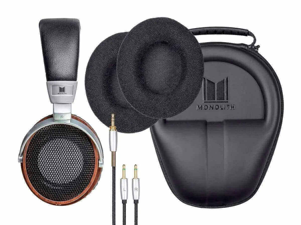 Monolith M650 headphones with beryllium driver, replacement ear pads, and carrying case for the 6th of January sale.