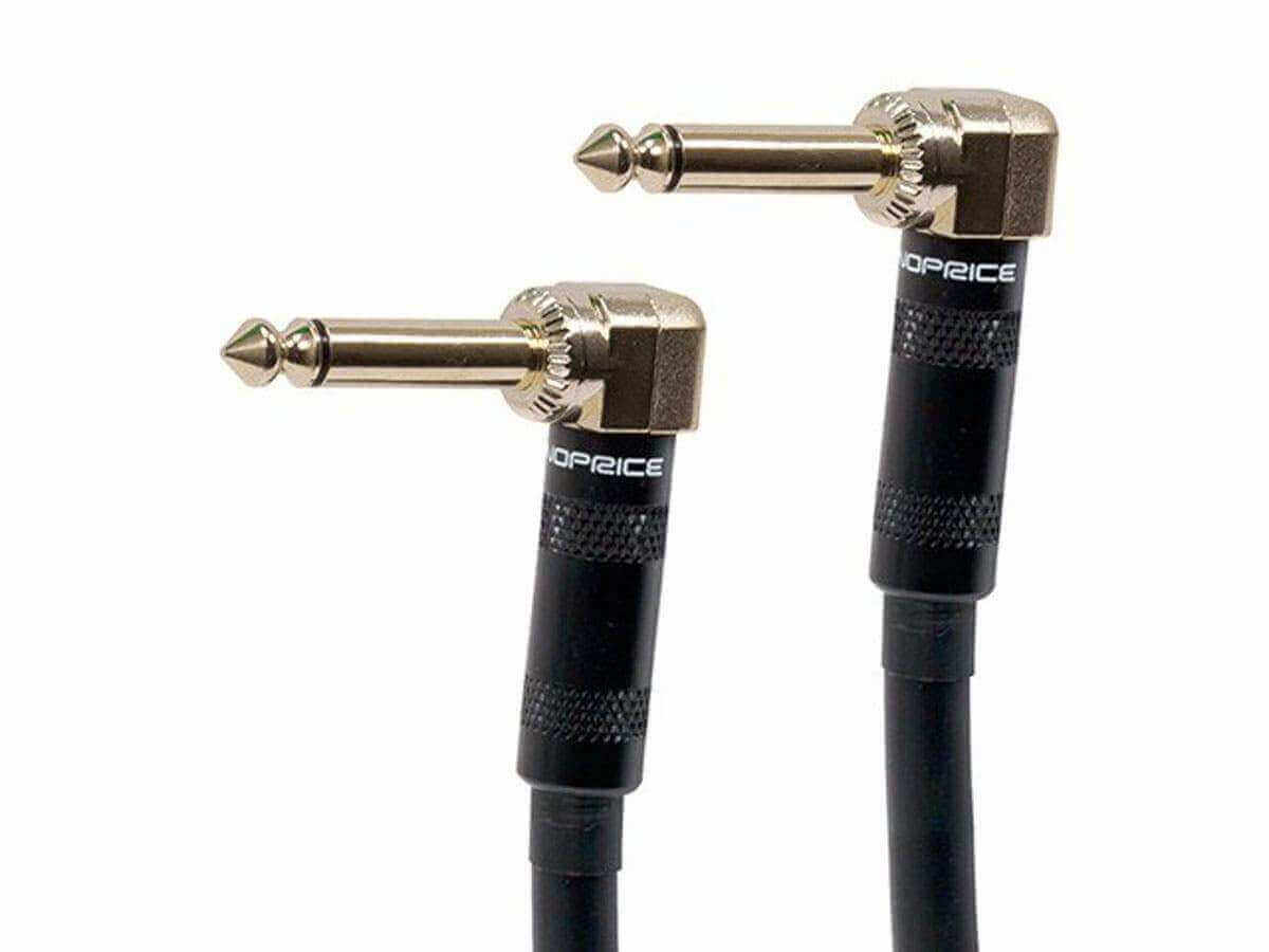 Monoprice 1.5ft audio cable with gold-plated 90-degree right angle plugs for superior signal quality.