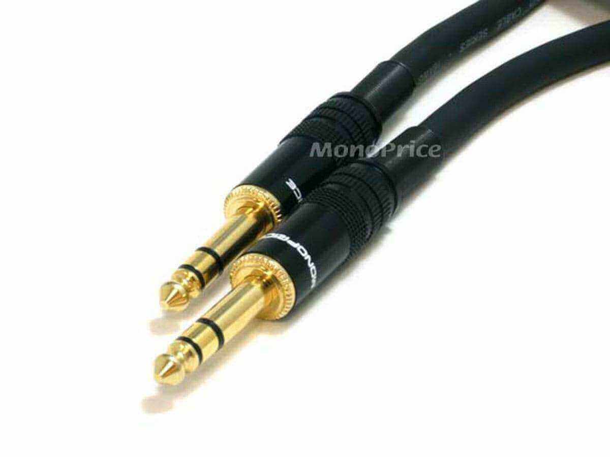 Monoprice 1.5ft TRS male to male cable with gold plated plugs, perfect for audio connections. 6th of January sale.
