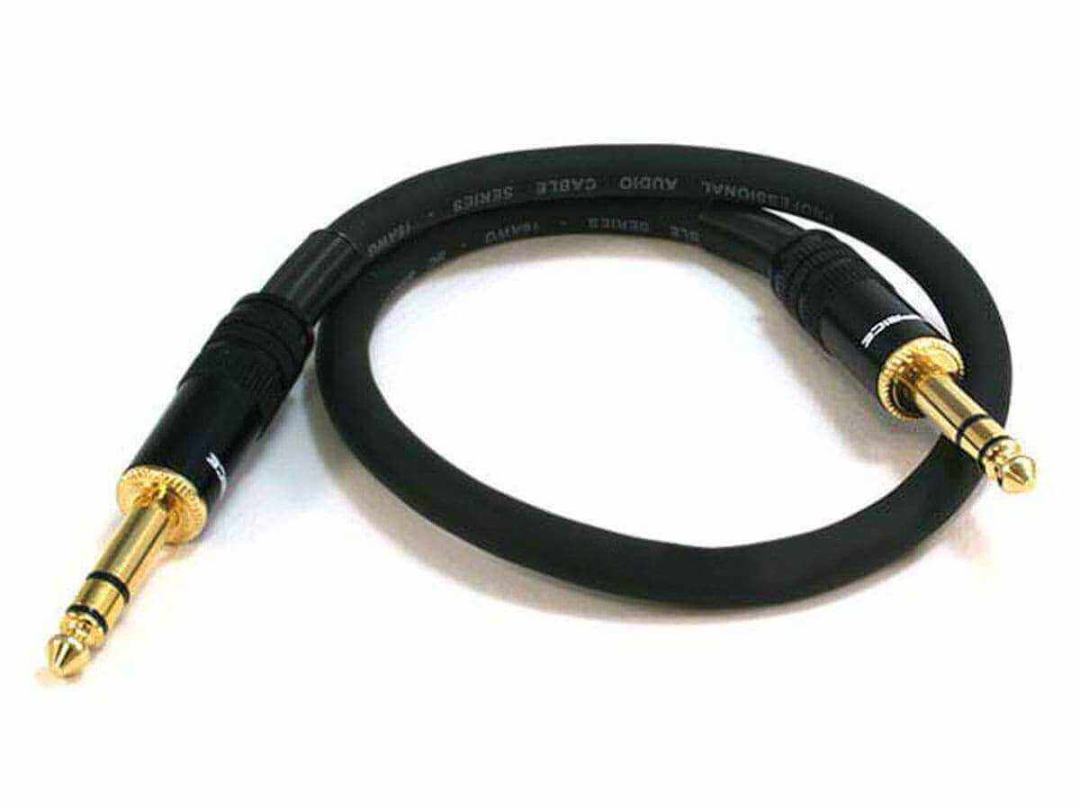 Monoprice 1.5ft TRS male to male cable with gold-plated connectors, perfect for audio connectivity, on sale January 6th.
