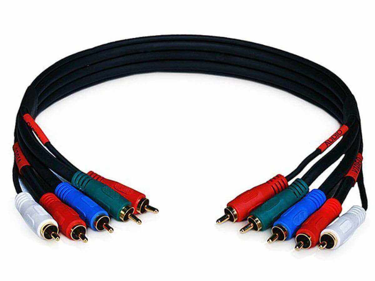 Monoprice 1.5ft 22AWG 5-RCA component video/audio coaxial cable, ideal for clear video and audio connections.