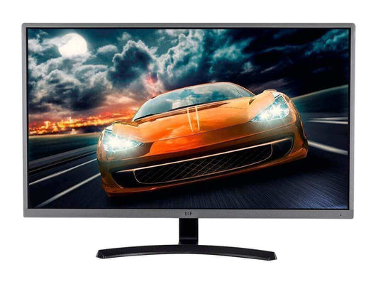 32" 4K HDR IPS Ultra Slim Desktop Monitor showcasing vibrant orange sports car on screen, perfect for 6th of January sale.