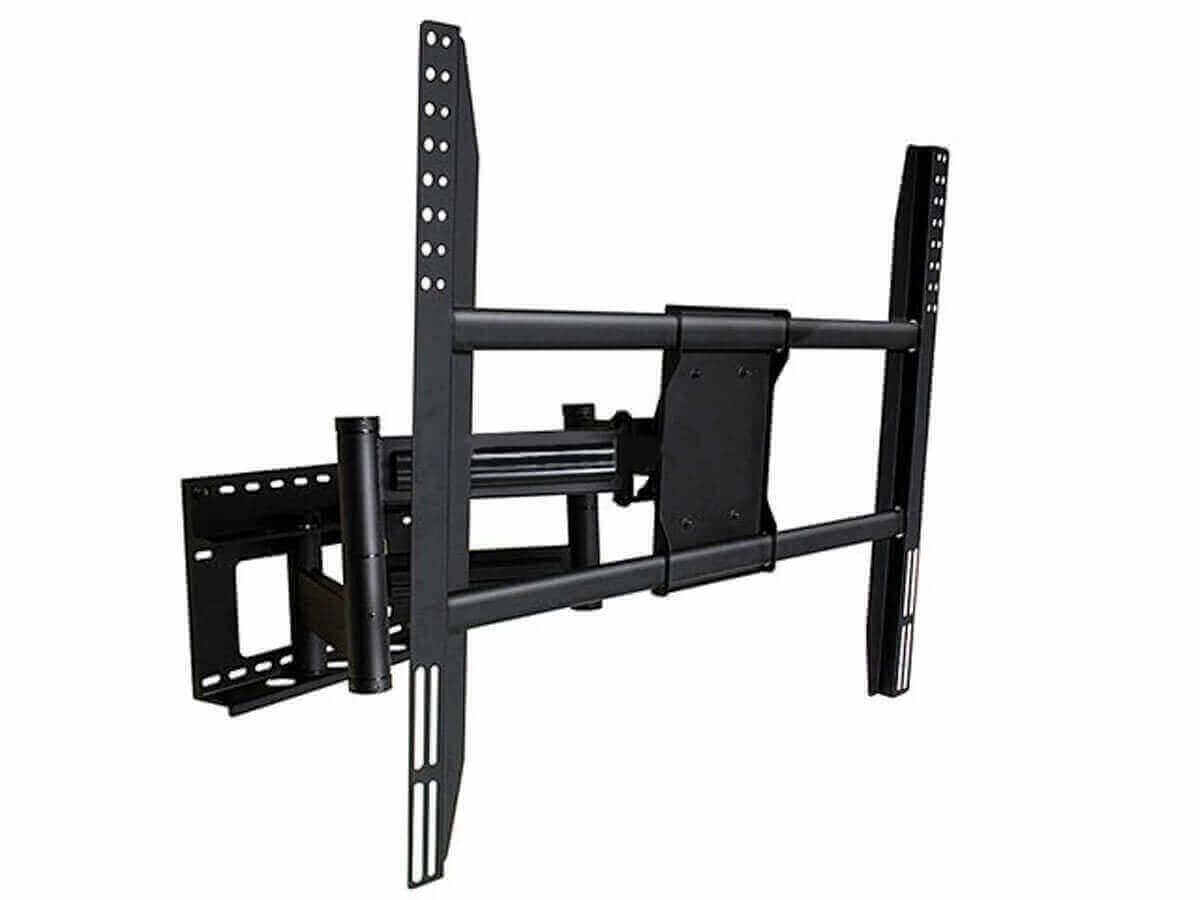Full motion wall mount for extra large TVs, supporting up to 182cm and 136kg, ideal for home theater viewing.
