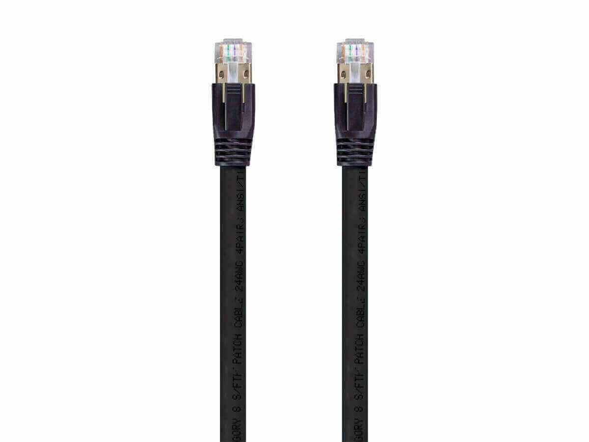 Cat8 24AWG S/FTP Ethernet Network Cable, black, high-speed 40Gbps, ideal for IT managers, part of 6th January sale.