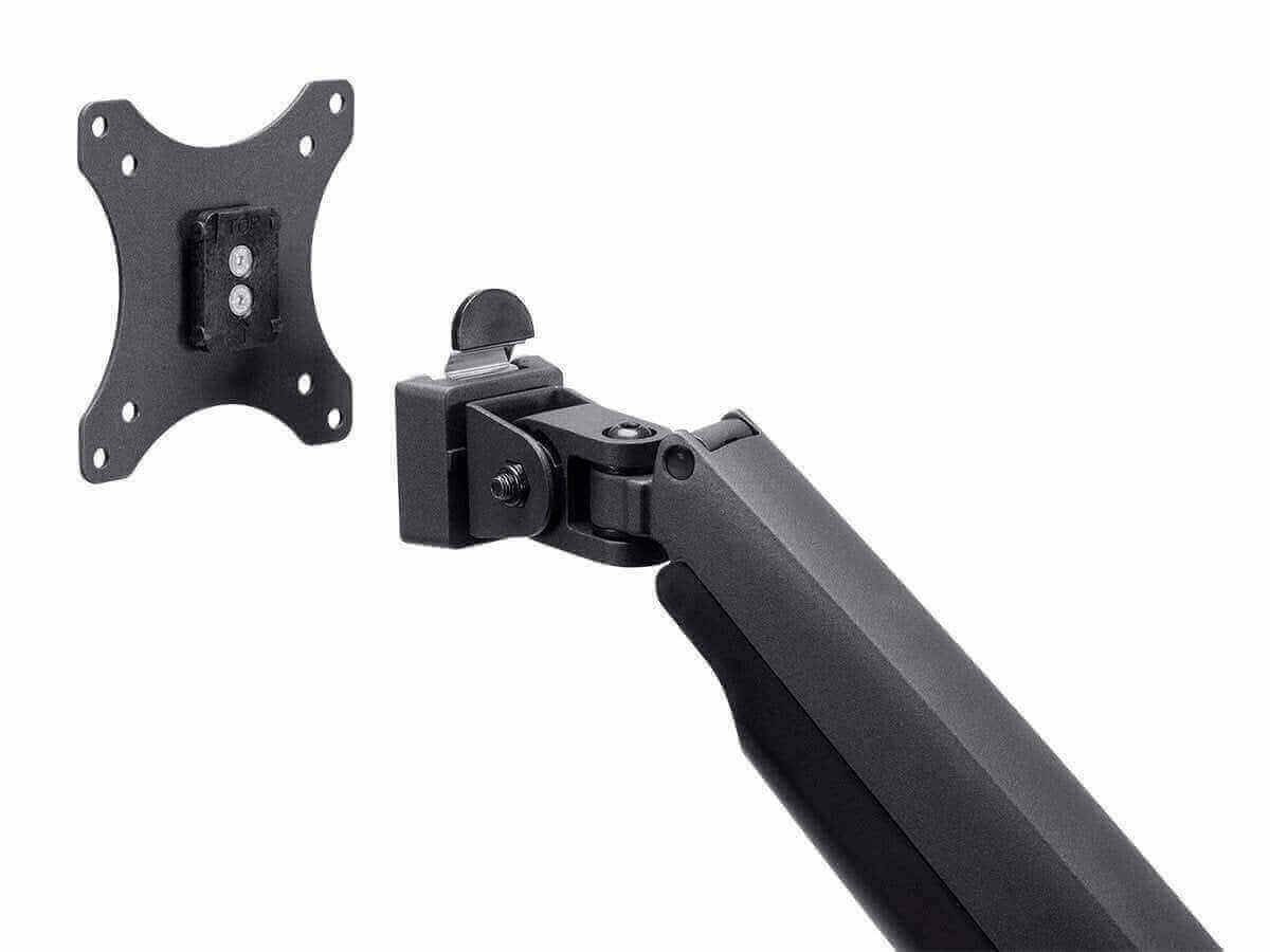 Adjustable gas spring monitor arm with wall mount bracket, perfect for reducing desk clutter during the 6th of January sale.