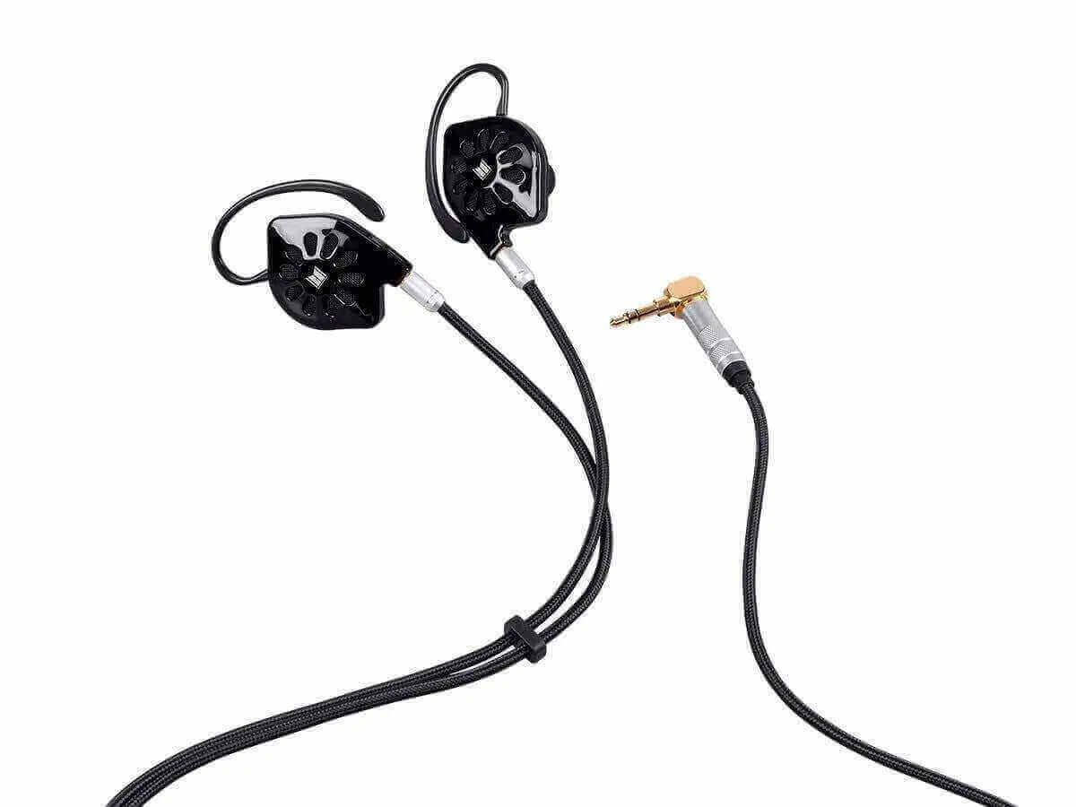 Monolith M300 earbuds with black earhooks and cable connector, perfect for the 6th of January sale.
