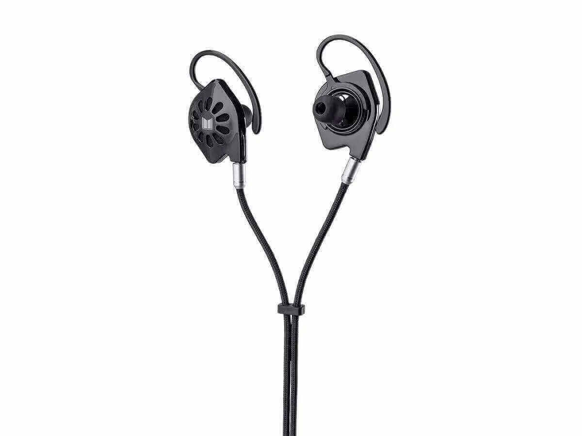 Monolith M300 earphones with black earhooks and cable, featured in 6th of January sale for a stylish audio experience.