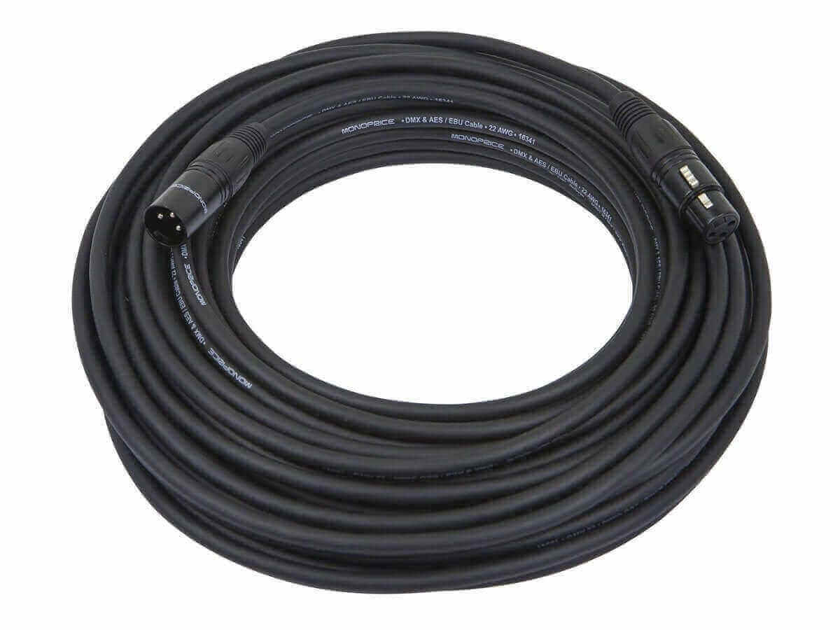 Monoprice 100ft 3-pin DMX Lighting & AES/EBU cable for reliable signal transmission, perfect for the 6th of January sale.